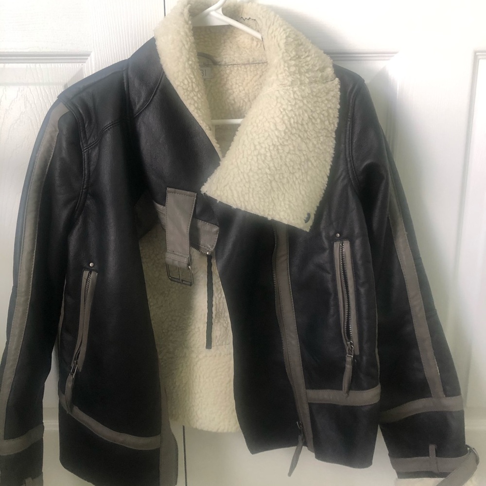 Brown Leather Bomber Jacket